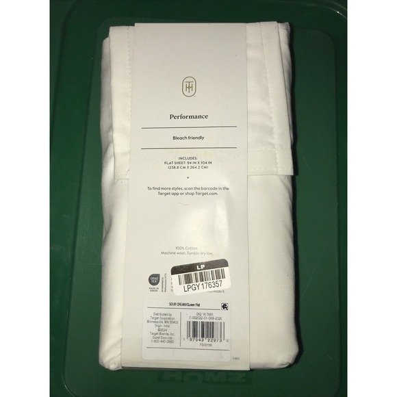 Queen 400 Thread Count Performance Flat Sheet Sour Cream Color Threshold: Cotton - Picture 2 of 2